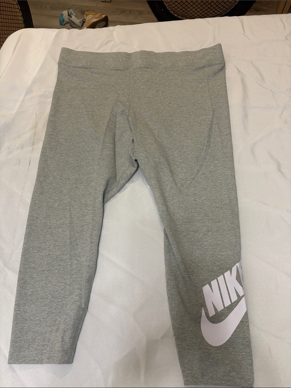 Nike Light Gray Capri Leggings with White Swoosh